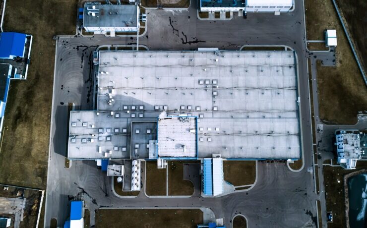 industrial enterprise top view. aerial survey